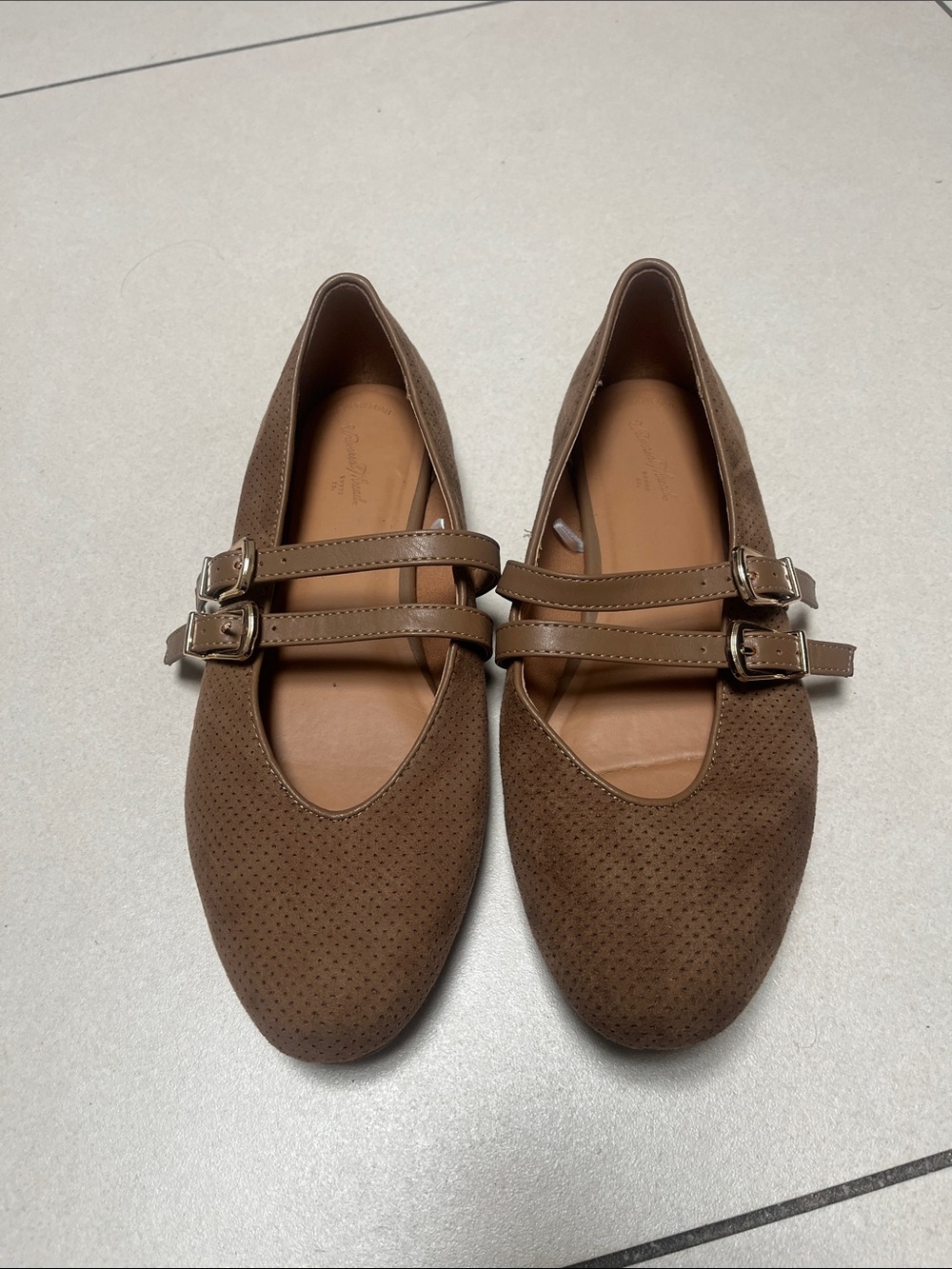 Universal Thread Brown Double-Strap Mary Jane Flats